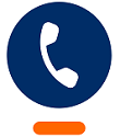 Telefonhörer in einem blauen Kreis